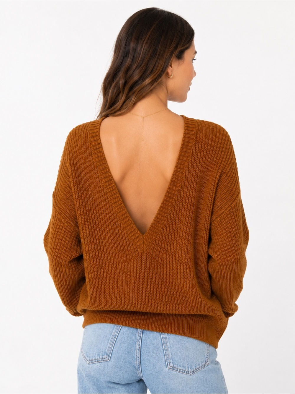 Forever 21 Open Back Sweater Burnt Orange
